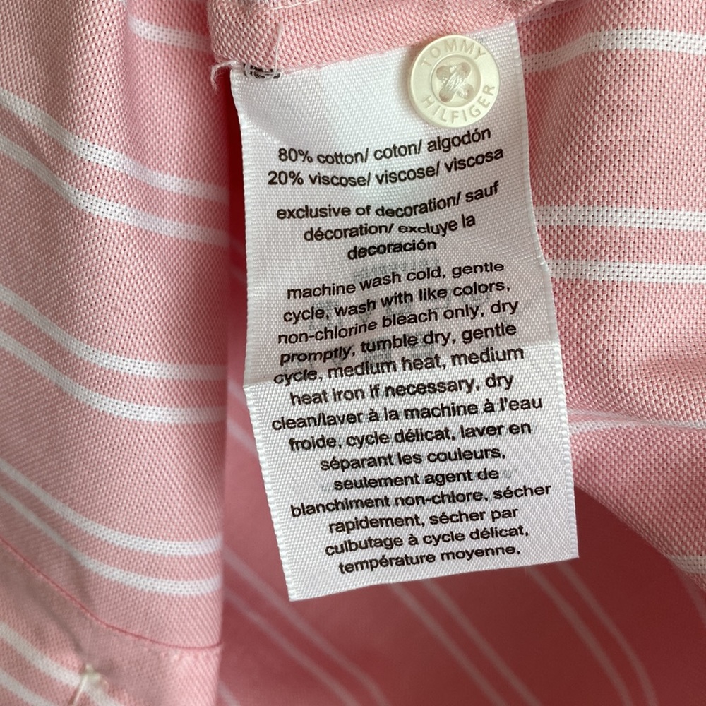 *SOLD* NWT Tommy Hilfiger Womens Pink and White Striped Button Down - Picture 8 of 8
